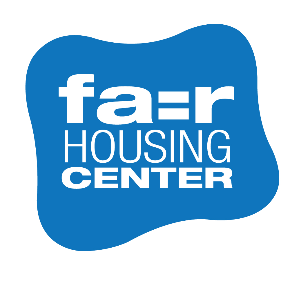 A logo of a blue blob, with white lettering inside it stating "Fair House Center", with the i in fair shaped as an equal sign.